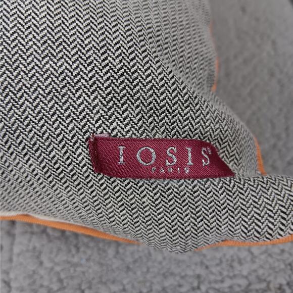 Iosis Paris Decorative Pillow Large Floral Print Beige and Orange - Picture 3 of 4